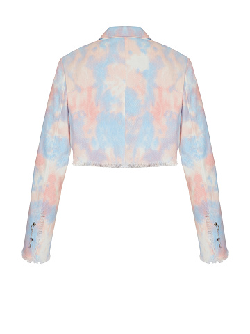 Укороченный розовый tie-dye жакет из денима, 2