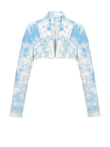 Голубой tie-dye жакет-болеро из денима, 1