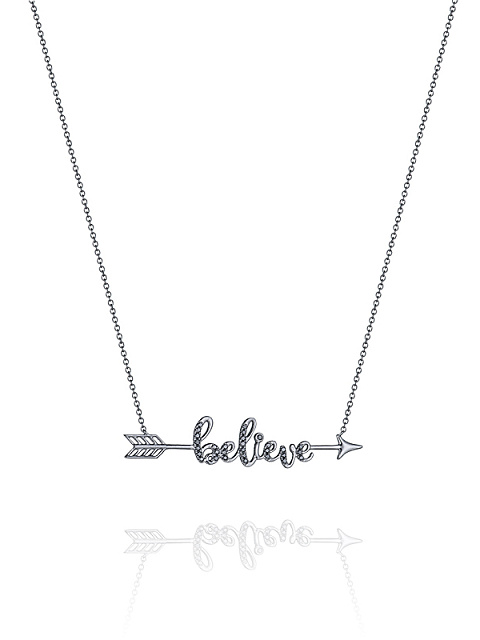 Колье с кулоном "Believe" из черненого золота с бриллиантами, 1 Колье с кулоном "Believe" из черненого золота с бриллиантами, 1