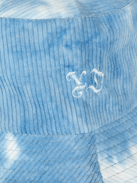 Голубая tie-dye панама из вельвета с голубой вышивкой, 3 Голубая tie-dye панама из вельвета с голубой вышивкой, 3