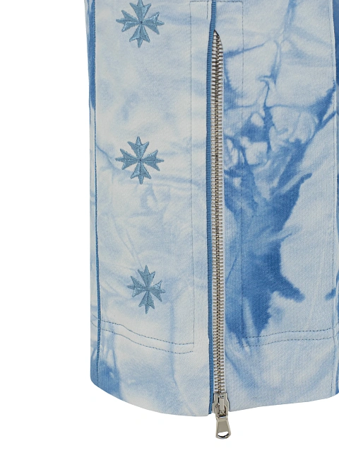 Голубой tie-dye костюм с укороченной толстовкой и вышивкой в виде васильков, 7 Голубой tie-dye костюм с укороченной толстовкой и вышивкой в виде васильков, 7