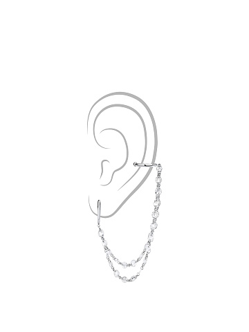 Серьги с каффом из белого золота и бриллиантов, 1