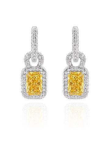Серьги из белого золота с желтым бриллиантом, 1 Серьги из белого золота с желтым бриллиантом, 1
