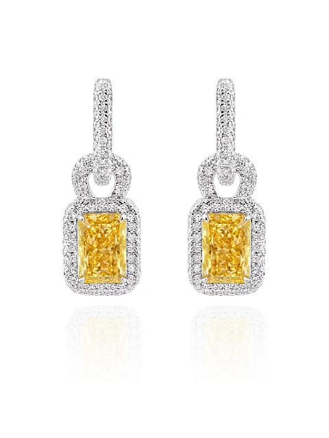 Серьги из белого золота с желтым бриллиантом, 1 Серьги из белого золота с желтым бриллиантом, 1