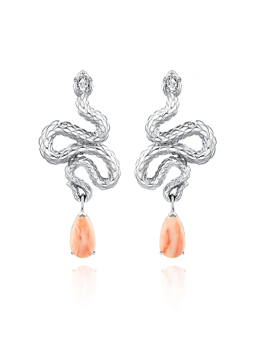 Серьги из белого золота с кораллами и бриллиантами, 1