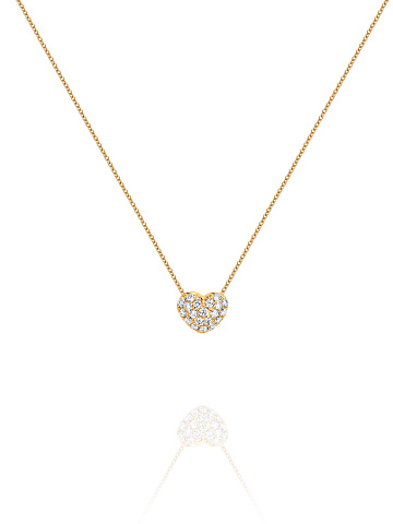 Колье с кулоном в виде сердца из желтого золота с бриллиантами, 1