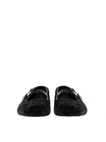 Черные балетки из овчины и кожи, 2