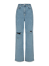 Джинсы из хлопка широкие с необработанным краем, голубого цвета YANA Jeans Джинсы из хлопка широкие с необработанным краем, голубого цвета YANA Jeans