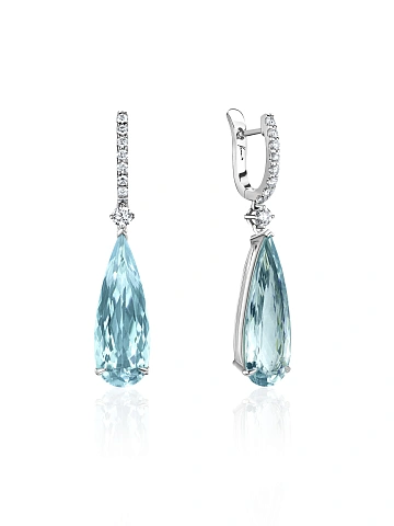Серьги из белого золота с аквамарином и круглыми бриллиантами, 1