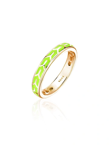 Кольцо из желтого золота с эмалью Lime Color, 1
