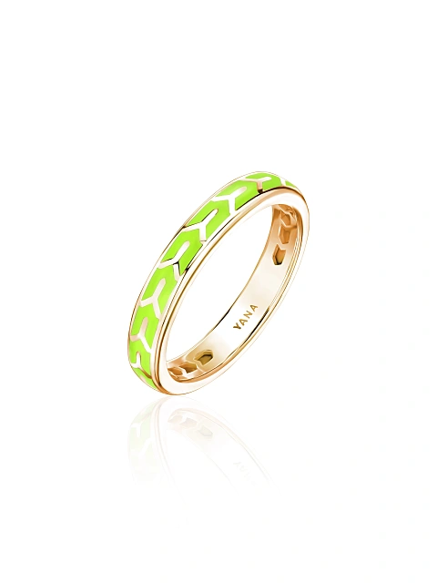 Кольцо из желтого золота с эмалью Lime Color, 1