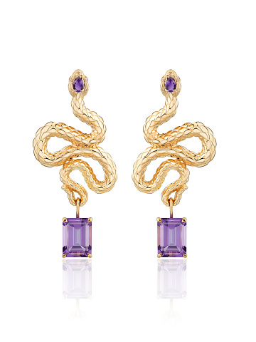 Серьги из желтого золота с аметистами, 1