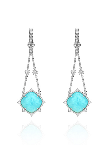 Серьги из серебра с амазонитами и фианитами, 1