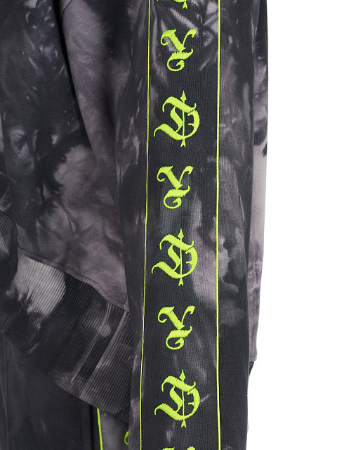 Серый tie-dye костюм с укороченной толстовкой и вышивкой YD, 6 Серый tie-dye костюм с укороченной толстовкой и вышивкой YD, 6