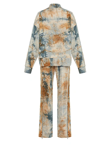Голубой tie-dye костюм с укороченной толстовкой и вышивкой в виде васильков, 2