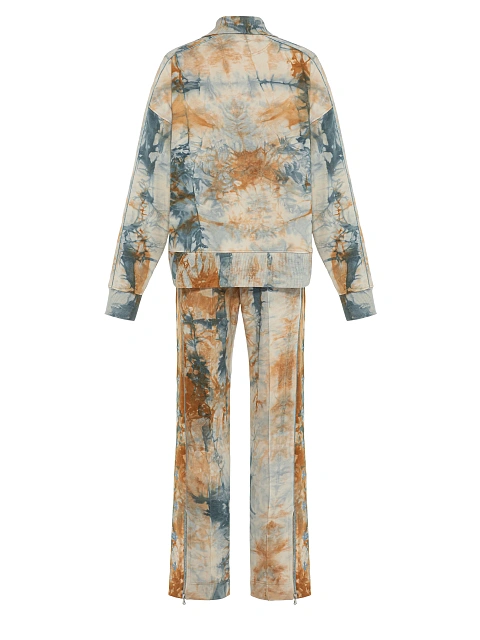 Голубой tie-dye костюм с укороченной толстовкой и вышивкой в виде васильков, 2 Голубой tie-dye костюм с укороченной толстовкой и вышивкой в виде васильков, 2