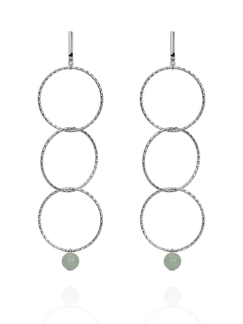 Серьги из серебра с жадеитом, 1 Серьги из серебра с жадеитом, 1