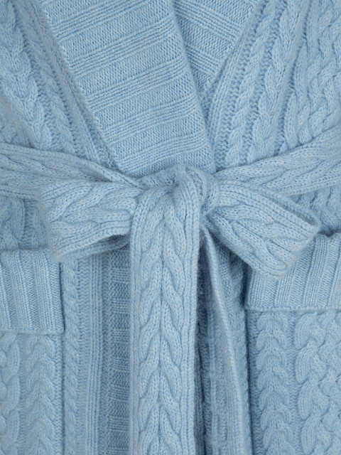 Голубое вязаное пальто из шерсти мериноса и кашемира, 4