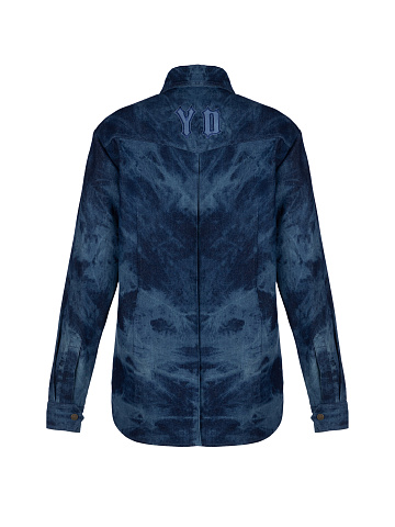 Синяя рубашка из денима с разводами в технике Tie-Dye, 2