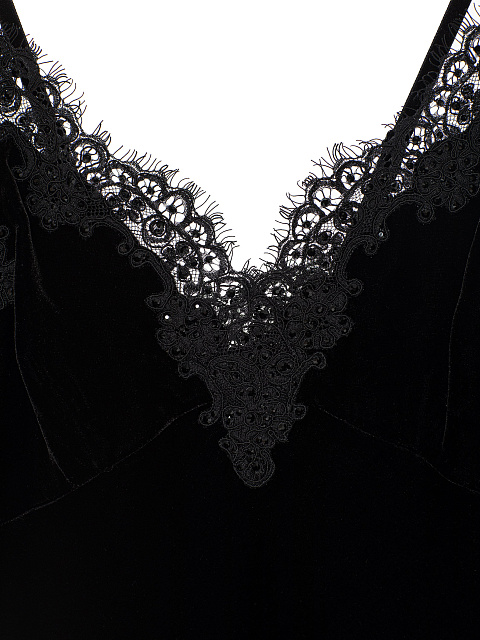 Черный топ из бархата с кружевом, 3 Черный топ из бархата с кружевом, 3