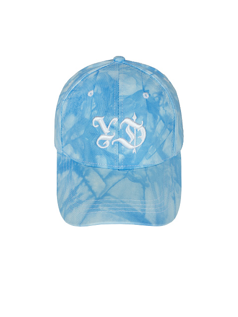 Голубая tie-dye кепка с белой вышивкой, 2 Голубая tie-dye кепка с белой вышивкой, 2