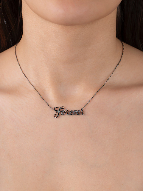 Колье с кулоном "Forever" из черненого золота с бриллиантами, 2 Колье с кулоном "Forever" из черненого золота с бриллиантами, 2