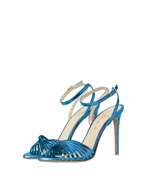 Синие босоножки из кожи, 1 Синие босоножки из кожи, 1