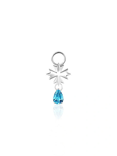 Подвеска на хупсы из белого золота с васильком и топазом Sky Blue, 1 Подвеска на хупсы из белого золота с васильком и топазом Sky Blue, 1
