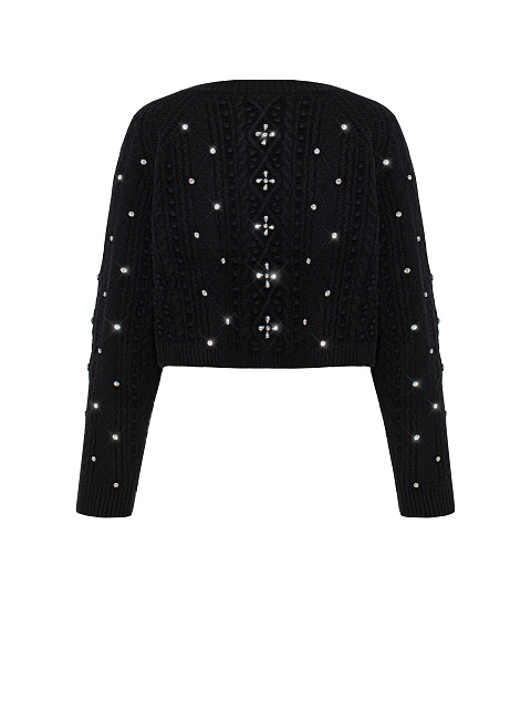 Черный кардиган из кашемира со стразами, 3 Черный кардиган из кашемира со стразами, 3