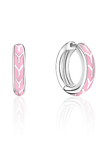 Маленькие хупсы из белого золота с эмалью Sakura Color, 1