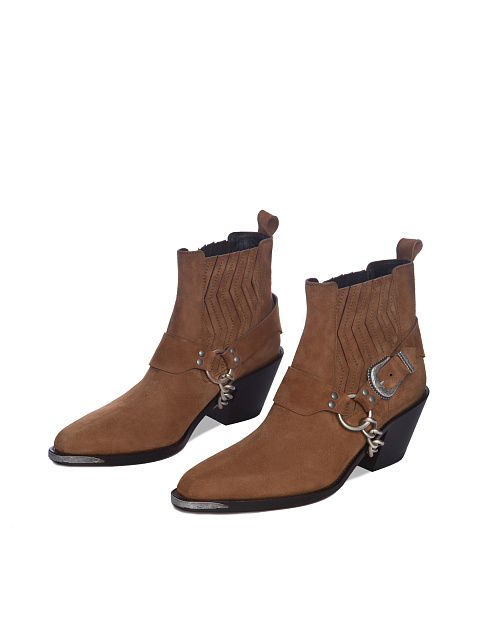 Коричневые казаки из замши с цепью, 1 Коричневые казаки из замши с цепью, 1