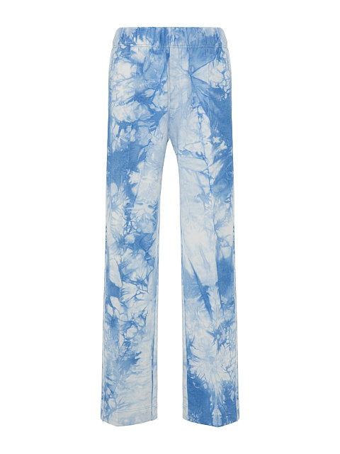 Голубой костюм tie-dye с укороченной толстовкой и вышивкой в виде васильков, 3 Голубой костюм tie-dye с укороченной толстовкой и вышивкой в виде васильков, 3