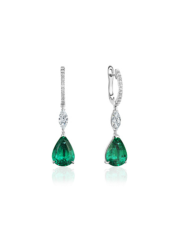 Серьги из белого золота с изумрудом, 1