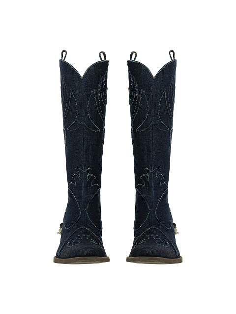 Синие казаки из денима с цепочкой, 2 Синие казаки из денима с цепочкой, 2