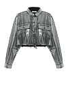 Куртка короткая из черной джинсы, серебристое покрытие, необработанный край Yana Jeans