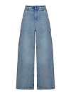 Джинсы из хлопка широкие, голубого цвета YANA Jeans с аппликацией джинса Джинсы из хлопка широкие, голубого цвета YANA Jeans с аппликацией джинса