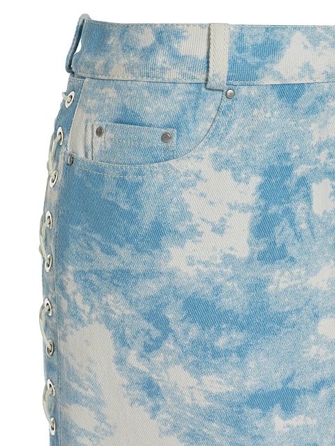 Голубая tie-dye юбка-мини из денима, 4 Голубая tie-dye юбка-мини из денима, 4