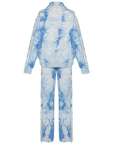 Голубой tie-dye костюм с укороченной толстовкой и вышивкой в виде васильков, 2