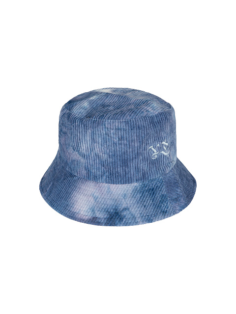 Синяя tie-dye панама из вельвета с голубой вышивкой, 1 Синяя tie-dye панама из вельвета с голубой вышивкой, 1