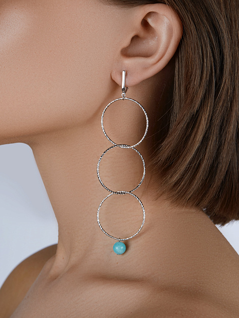 Серьги из серебра с амазонитом, 3 Серьги из серебра с амазонитом, 3