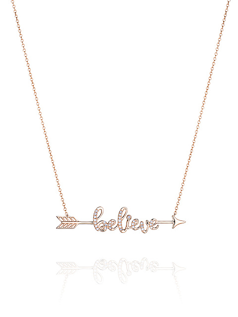 Колье с кулоном "believe" из розового золота с бриллиантами, 1 Колье с кулоном "believe" из розового золота с бриллиантами, 1