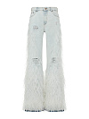 Джинсы из хлопка широкие, голубого цвета Yana Jeans, декор перья
