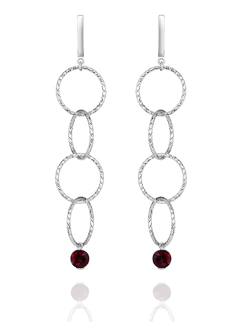 Серьги из серебра с гранатом, 1 Серьги из серебра с гранатом, 1