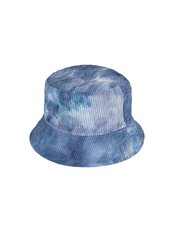 Синяя tie-dye панама из вельвета с синей вышивкой, 2