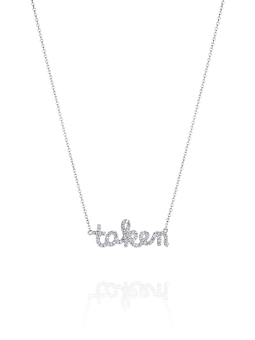 Колье с кулоном "taken" из белого золота с бриллиантами, 1