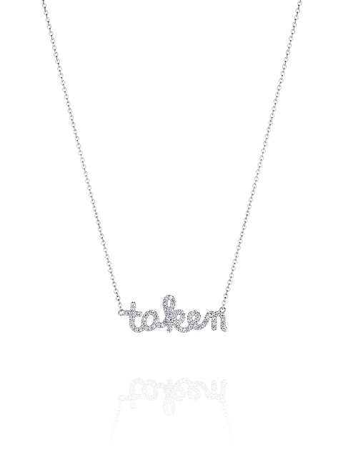 Колье с кулоном "taken" из белого золота с бриллиантами, 1 Колье с кулоном "taken" из белого золота с бриллиантами, 1