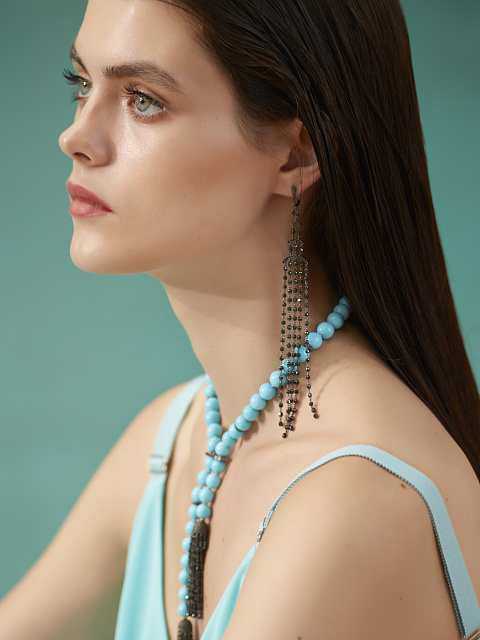 Длинные серьги из черненого золота с бриллиантами в огранке «бриолет», 3 Длинные серьги из черненого золота с бриллиантами в огранке «бриолет», 3