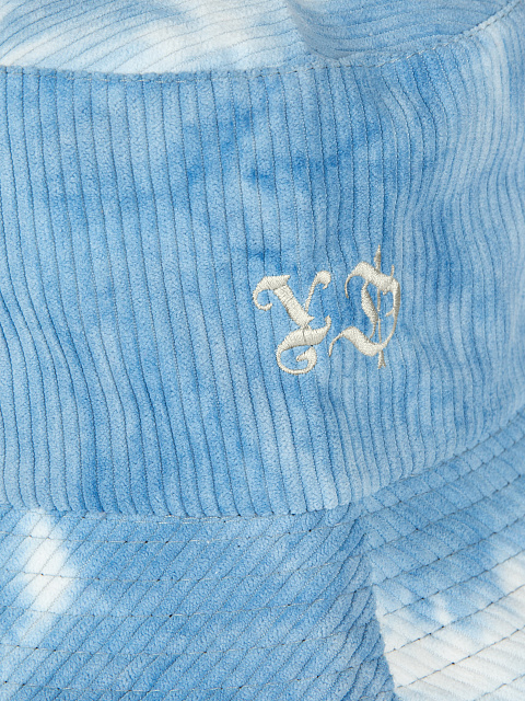 Голубая tie-dye панама из вельвета с бежевой вышивкой, 3 Голубая tie-dye панама из вельвета с бежевой вышивкой, 3