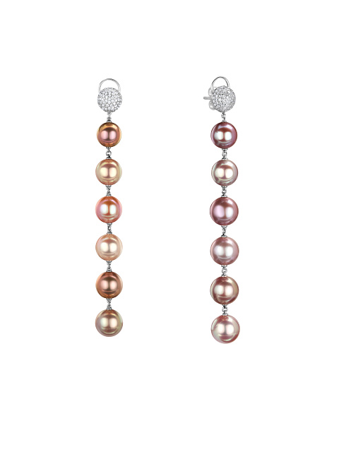 Длинные серьги из белого золота с жемчугом Multicolor, 1 Длинные серьги из белого золота с жемчугом Multicolor, 1