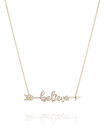Колье с кулоном "Believe" из желтого золота с бриллиантами, 1